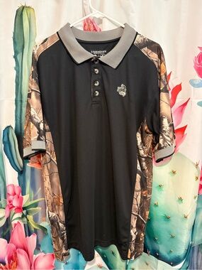 Legendary Whitetails Mens XL Camo Polo Short Sleeve Shirt